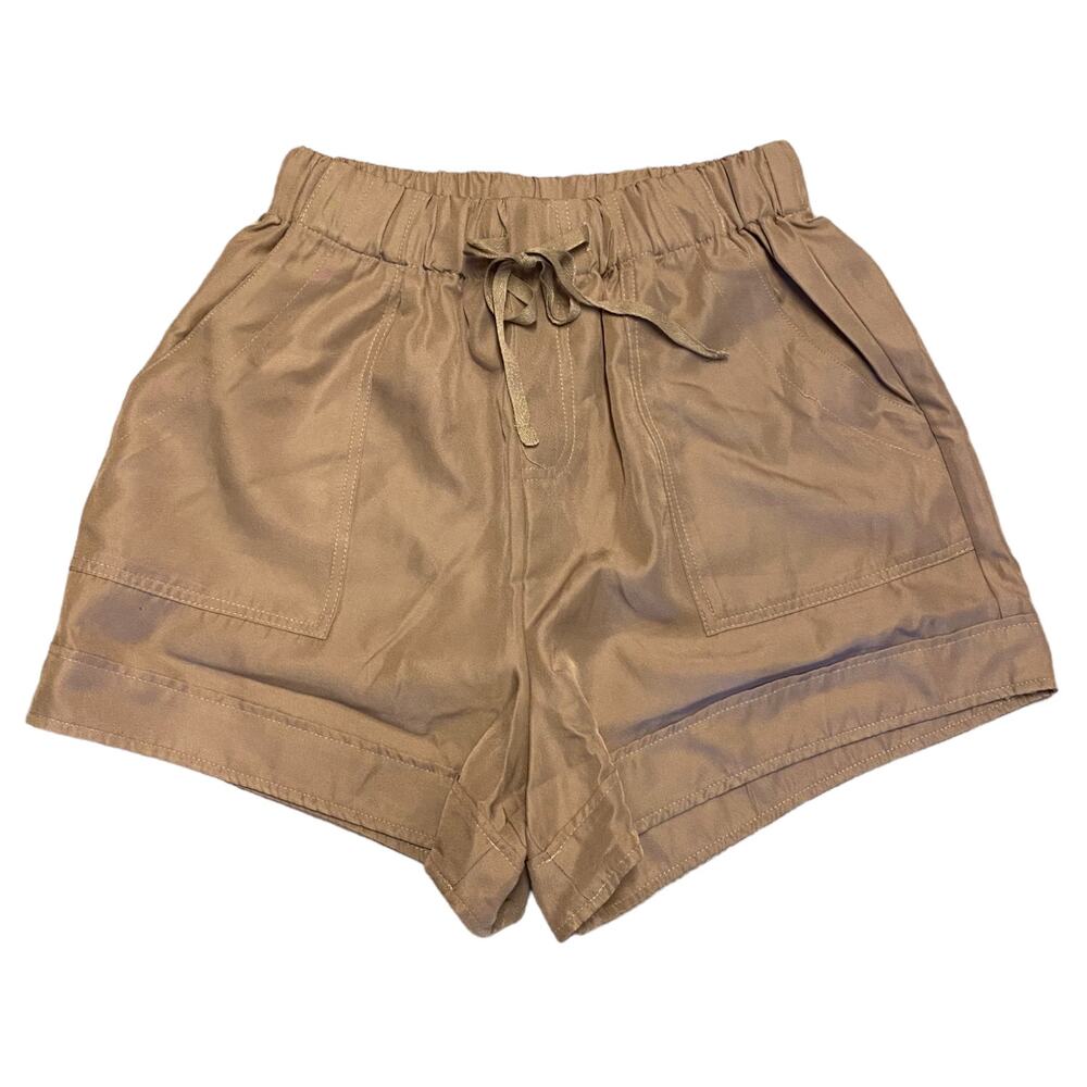 Zenana Light Mocha Drawstring Shorts Size Small